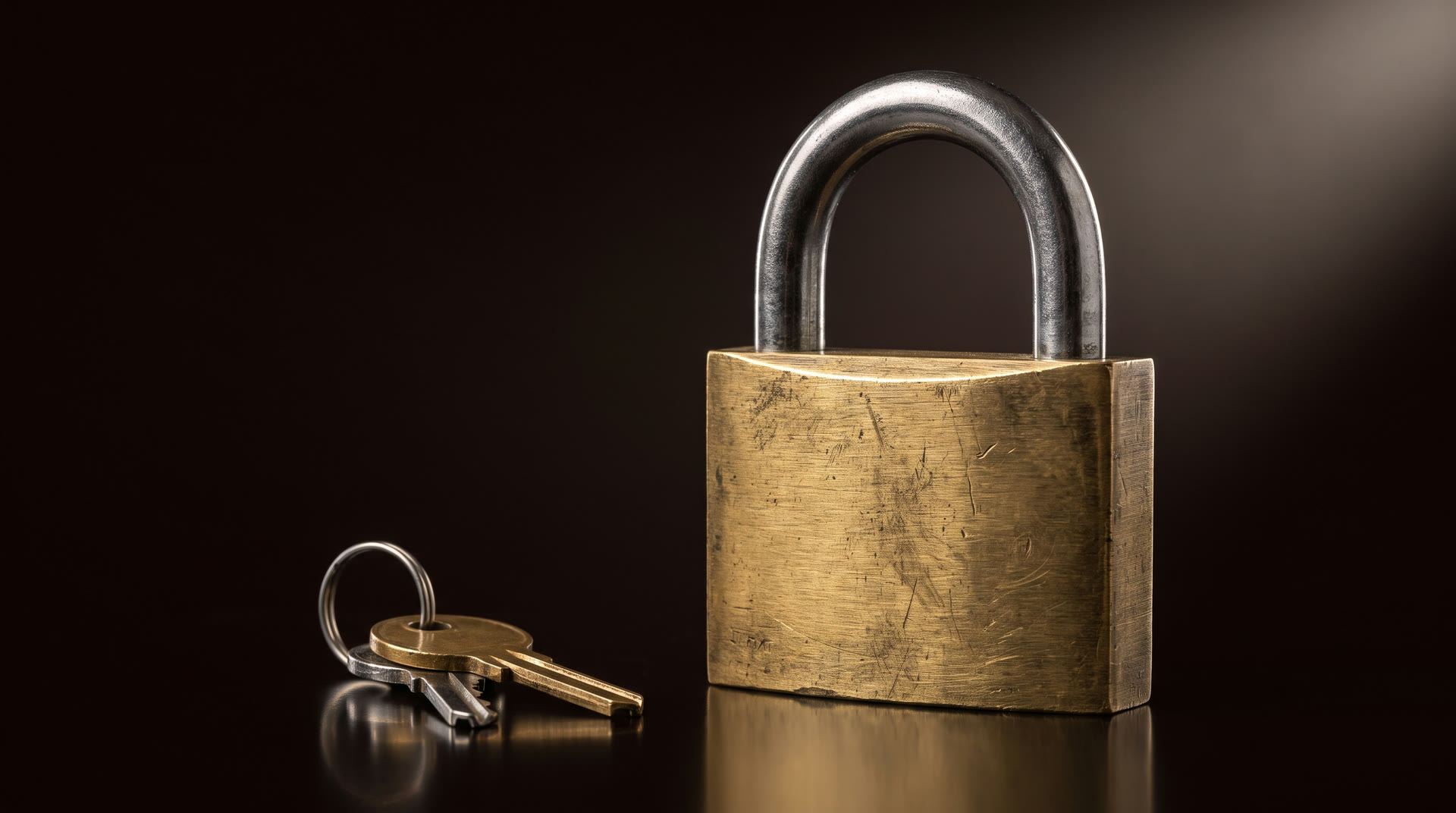 Brass padlock and keys
