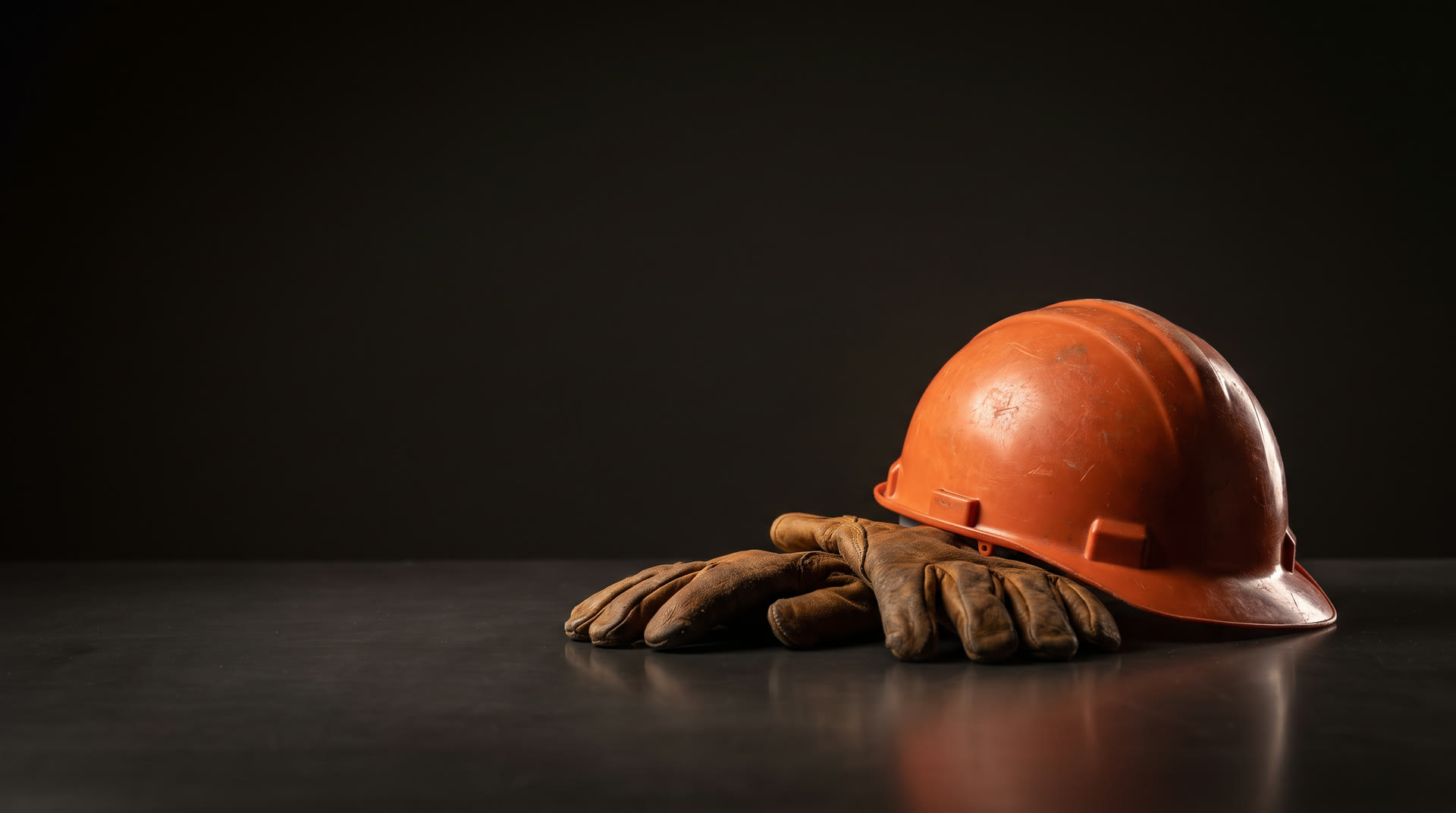Safety hard hat and work gloves